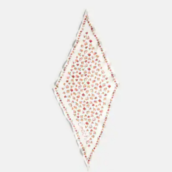 Coach Essential Tea Rose Silk Diamond Scarf, Chalk - Picture 1 of 8